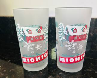 Michigan vintage Christmas glasses