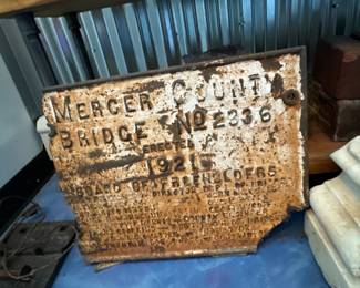 old cast iron plaque - Mercer County Bridge 1921