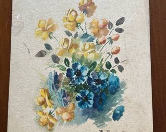 floral lithograph by B. Riasni 