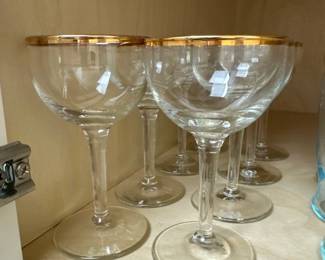 vintage gold rimmed cocktail glasses 