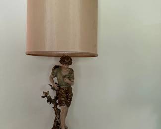 Hand painted Spelter boy table lamp