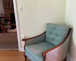 Tufted Turquoise Arm Chair 
