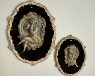 Antique ornate cherub wall art 