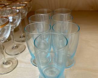 Blue tinted juice glasses 