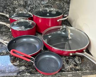 Red Volcano Textured Ceramic Nonstick Cookware 