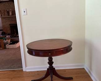 round cherry wood side table 