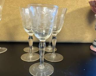 etched glass cordial glasses