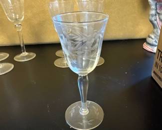 etched glass cordial glasses 