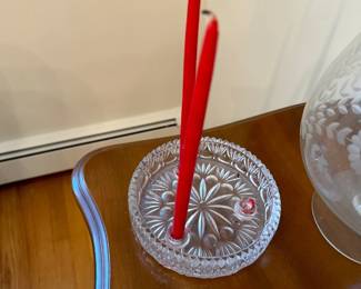 cut crystal round candle holder 