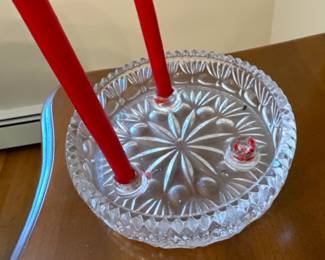 cut crystal round candle holder 