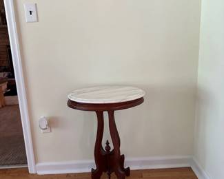 marble top vintage wooden side table 