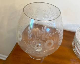 etched crystal glass brandy swifter 