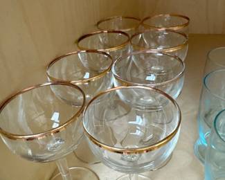 vintage gold rimmed cocktail glasses 