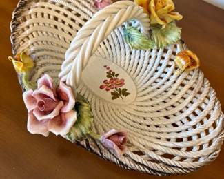 Capodimonte porcelain flower basket 