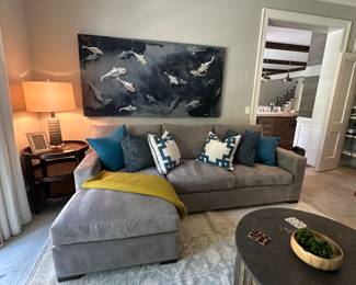 Crate & Barrel gray sectional sofa 