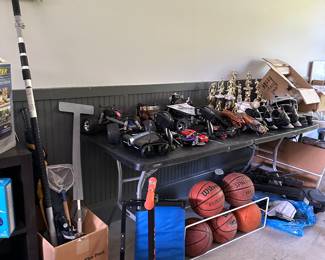 Basketball,  hockey, golf and other sports equipment 