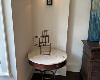 Pair of round drum tables available 