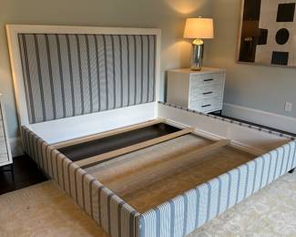 Technosedia / Björk Studios custom upholstered bed with leather trim 