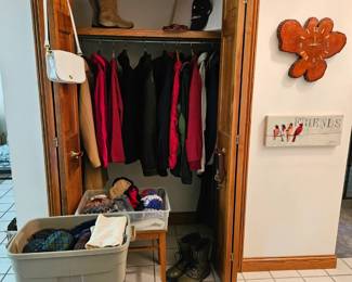 Name brand men and women's coats plus hats, scarves and boots