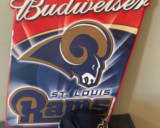 D’Marco Farr signed Rams Hat and Metal Sign