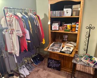 Sports Clothing and Shoes,  Bookcase and  Desk, CDs, Misc
