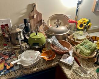 Calphalon Ice Bucket, Vintage Fondue, Corning Ware, etc..