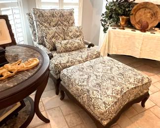 Upholstered Chair & Ottoman