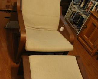 Ikea Poang Chair W/Ottoman
