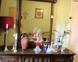 Brutalist Spanish Gothic Dresser W/Mirror