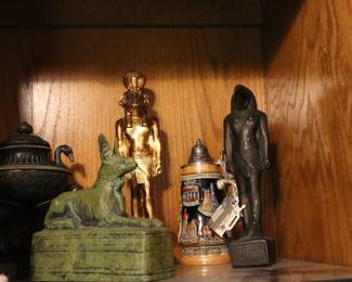German Beer Stein, Egyptian Statues