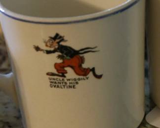 Antique Ovaltine Uncle Wiggly Advertising Mugs