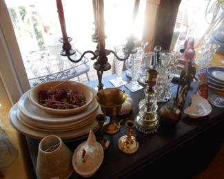 glassware & candlesticks, lamps