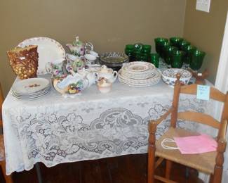 green glass and more,vintage hi chair