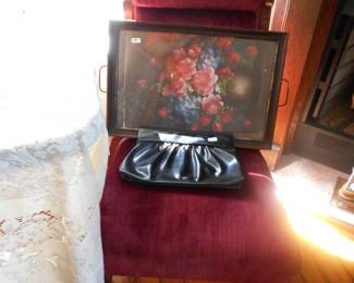 Upholstered chair, flatware0