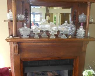 Mantle clock, pressed glass