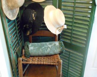old hat , shutters,chair, table