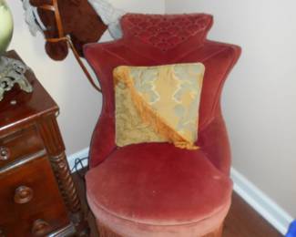 .....................stick horse, upholstered chair