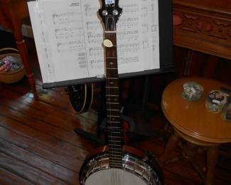Banjo & Music stand, piano stool