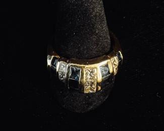 18k diamond and topaz ring