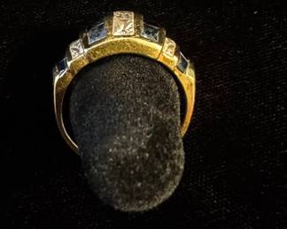 18k diamond and topaz ring