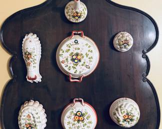 Antique hand painted molds and other kitchen items