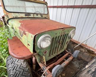 Yeah… it’s a true very old school jeep Willy’s. Battery and wiring have been modernized and gas tank has been replaced with an upgraded aluminum one under the driver seat, but the vehicle is definitely sat the last 10 to 15 years and is in need of a major restoration. Motor and transmission are present and she seems like a neat project or great advertising piece or even just yard art but we’re asking $1800… Contact me by phone or text to make an appointment for a seeing!