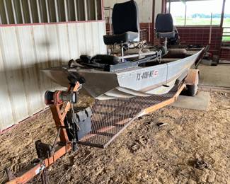 Bass tracker II aluminum boat with MERCURY 40 outboard motor and nice petal driven trolling motor + Garman equipment… Been sitting for a few years but seems like a pretty solid vessel with a great trailer… Asking &2000 firm for right now but don’t be afraid to come take a look and make a bid; she needs a home and has plenty of great days on the lake ahead so she could end up yours!