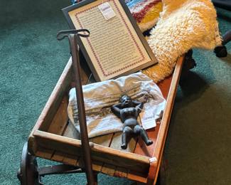 Wooden Wagon, Naughty Nellie Cast Iron Boot, The Man in the Glass Cross Stitch