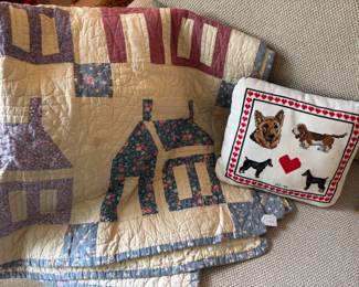 Quilts, Dog Stitched Pillow