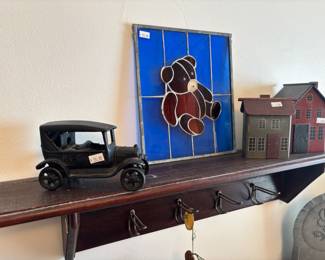 Wooden Shelf, Stained Glass Art