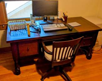 Wood desk with Lawyers wood arm chair