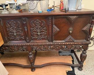 Antique Wood Carved Sideboard