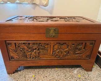 Carved Storage chest. (Hope Chest)