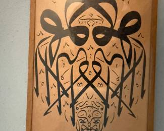 Vintage Hand Painted Calligraphy Panel